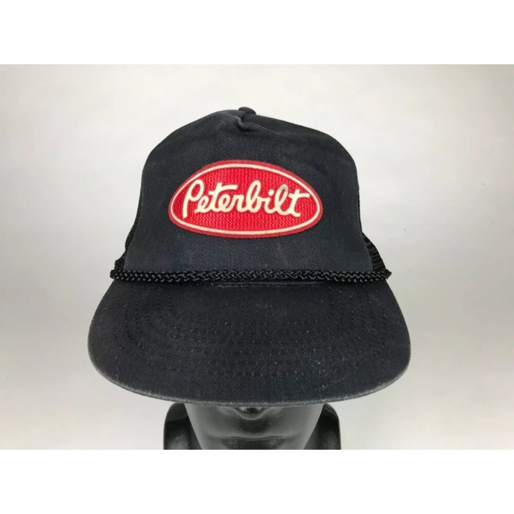 KC Mens Black‎ Embroidered Logo Peterbilit Fits All Trucker Cap Size One